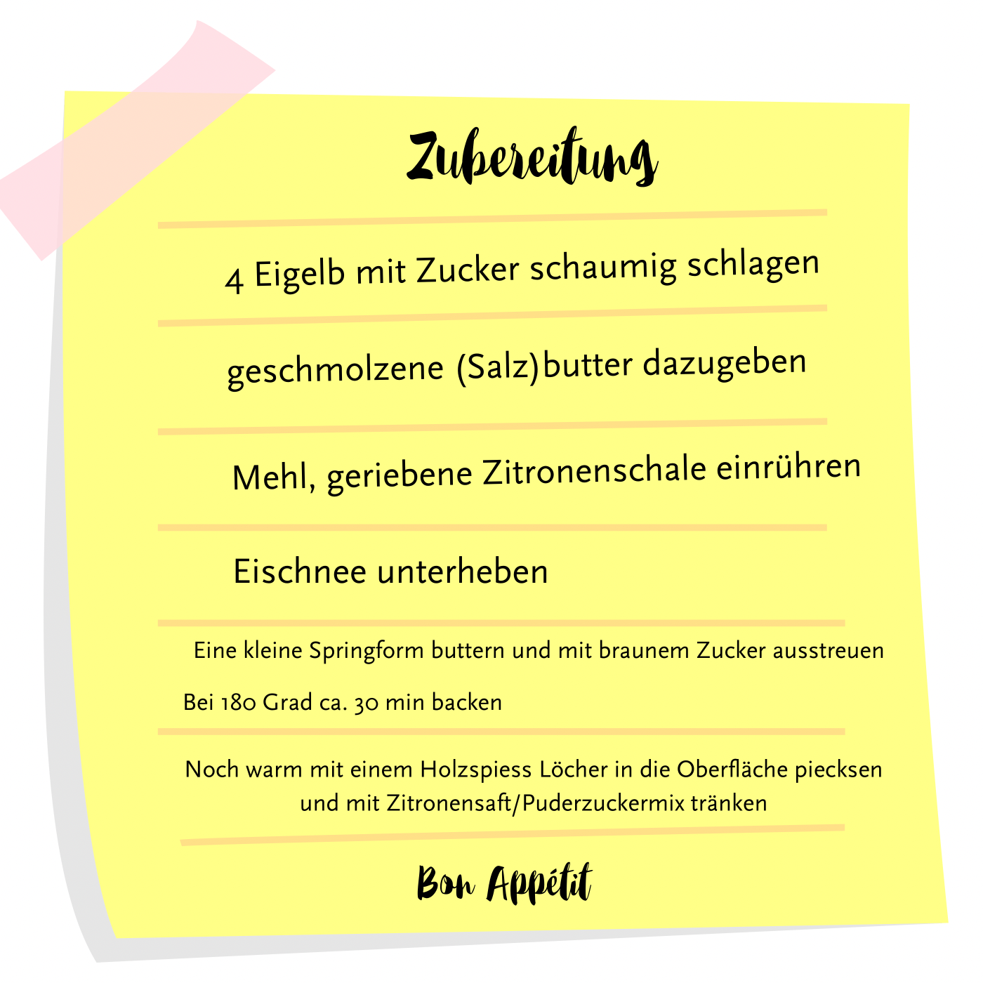 Zubereitung Zitronenkuchen