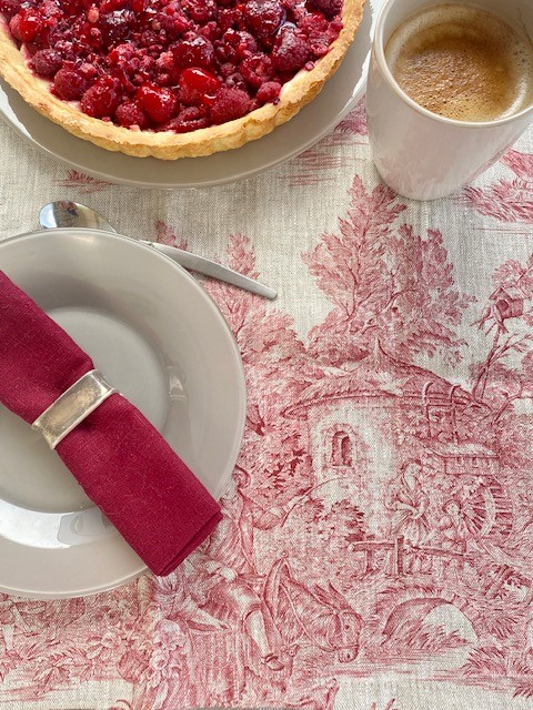 Toile de Jouy natur rot Platzset Tischset