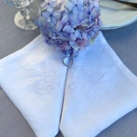 Serviette Leinen  mit Monogramm Valbonne
