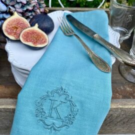 Serviette Leinen mit Monogramm Lorgues